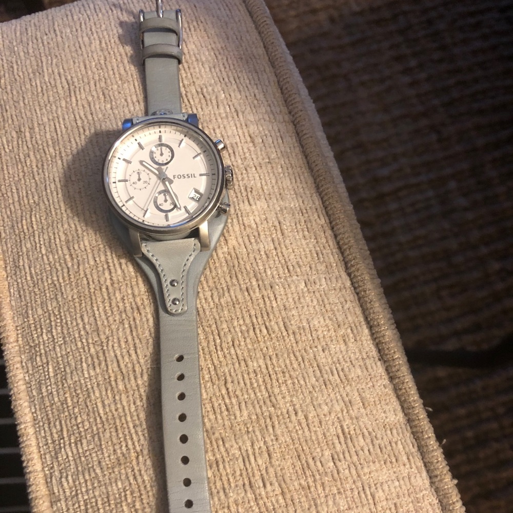 Gray and Silver Fossil Watch